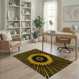 Yellow Bold Yellow Sunburst Geometric Area Rug