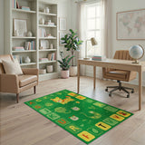 Green ABC Alphabet Kids Cartoon Rug with Animals