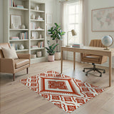 Red Persian Diamond Floral Area Rug