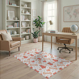 Pink Bells Hearts Bones Kids Washable Area Rug