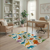 ODIKA Colorful Dinosaur Kids Area Rug, Washable Non-Slip Nursery Play Mat
