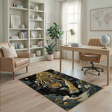 Golden Tiger Prowl Art Deco Area Rug