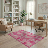 Pink Butterfly Striped Linen Rug