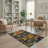 Whimsical Orange Mushroom Meadow Area Rug