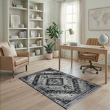 Black and White Black White Southwestern Geometric Area Rug