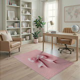 Charming Pink Satin Bow Shag Rug