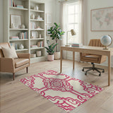 Pink Intricate Geometric Lattice Area Rug