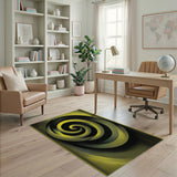 Vibrant Yellow Spiral Geometric Area Rug