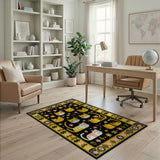 Whimsical Cartoon Cats and Daisies Rug