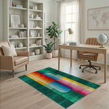 Vibrant Multi-Color Geometric Striped Area Rug