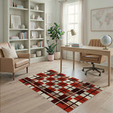 Geometric Modern Red Bold Red Plaid Geometric Area Rug