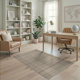 Coastal Beach Beige Tan Striped Woven Area Rug