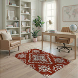 Ornate Red Damask Persian Area Rug