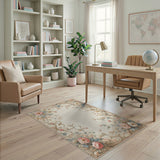 Vintage Pink Peony Floral Frame Rug