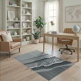 Grey Striped Coastal Waves Area Rug