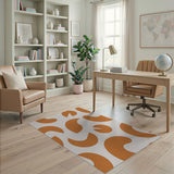 Orange Organic Shapes Abstract Area Rug