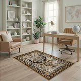 Tribal Deer Head Geometric Area Rug