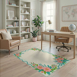 Vintage Pink Floral Border Rug