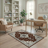Traditional Persian Ornate Brown Medallion Persian Area Rug