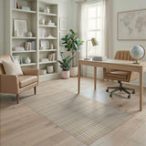 Beige White Grid Woven Area Rug
