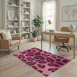 Hot Pink Leopard Print Tufted Area Rug