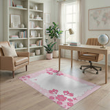 Cute Pink Cherry Blossom Hearts Border Rug