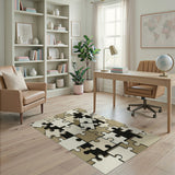 Interlocking Puzzle Beige Area Rug