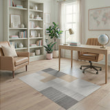 Geometric Modern Beige and Neutral Neutral Geometric Block Area Rug