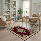 Elegant Red Floral Medallion Area Rug