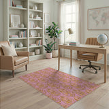 Pink Swirling Leaf Abstract Area Rug