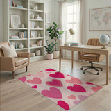 Playful Pink Hearts Tufted Area Rug