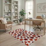 Red Maple Leaves Autumn Pattern Area Rug