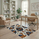 Whimsical Fawn Deer Forest Pattern Area Rug