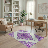 Floral Vintage Purple Floral Medallion Area Rug