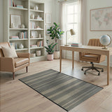 Distressed Vintage Grey Striped Woven Area Rug