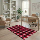 Multi-color and Patterns Distressed Red Black Plaid Area Rug