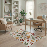 Autumn Leaves Berries Pattern Area Rug