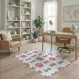 Pink Paw Rainbow Bone Washable Area Rug