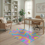 Multi-color and Patterns Abstract Area Vibrant Wavy Multi-Color Abstract Area Rug