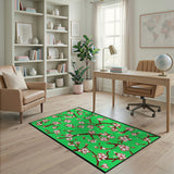 Cherry Blossom Green Floral Area Rug