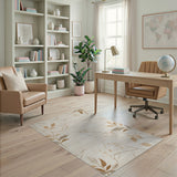 Beige and Neutral Beige Branch Leaf Area Rug