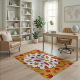 Orange Fall Leaves Pattern Area Rug