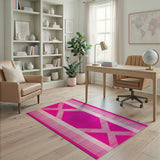 Vibrant Pink Diamond Geometric Area Rug
