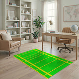 Vibrant Green Grid Area Rug with Yellow Borders