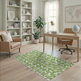 Green Floral Vintage Lush Green Fern Leaf Area Rug