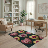 Vintage Carnation Heart Pattern Area Rug