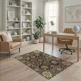 Ornate Gold Floral Persian Gold and Silver Area Rug