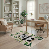 Adorable Cartoon Panda with Bamboo Area Rug