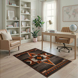 Charcoal Orange Southwestern Geometric Area Rug