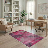 Pink Palm Frond Distressed Vintage Area Rug